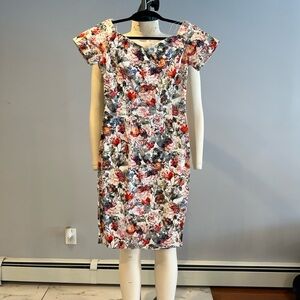Zara Floral Print Mini Dress - Red, Gray, White
